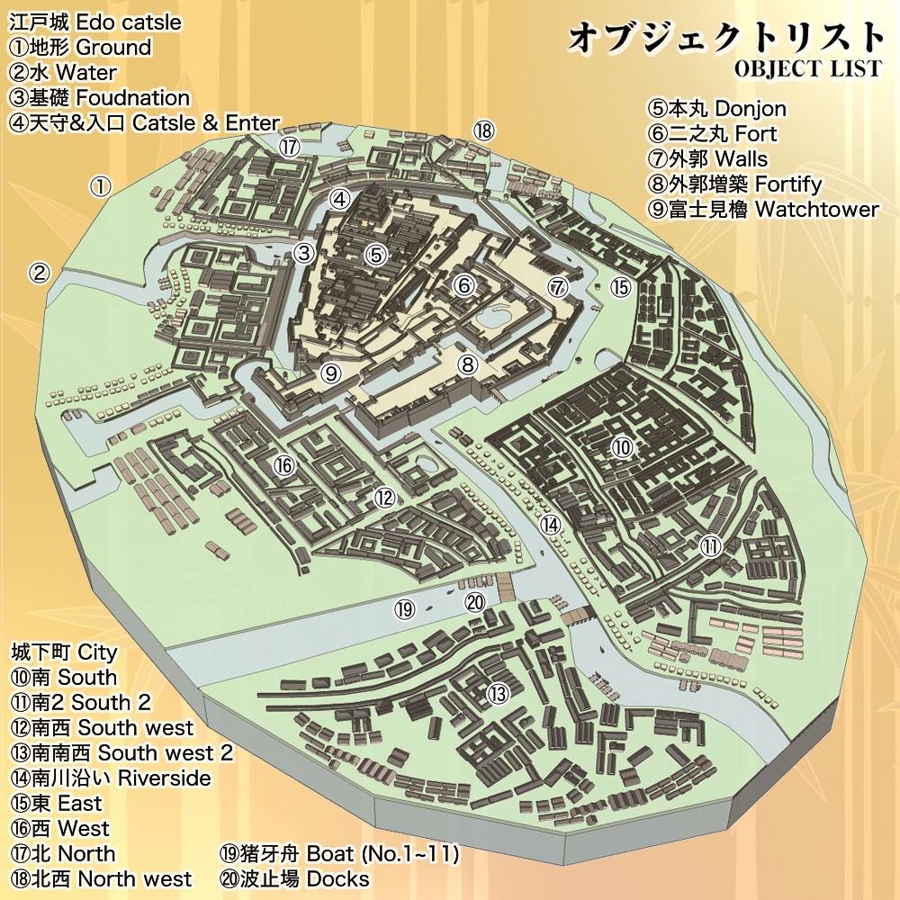 3D江戸鳥瞰図(cs3o/fbx)