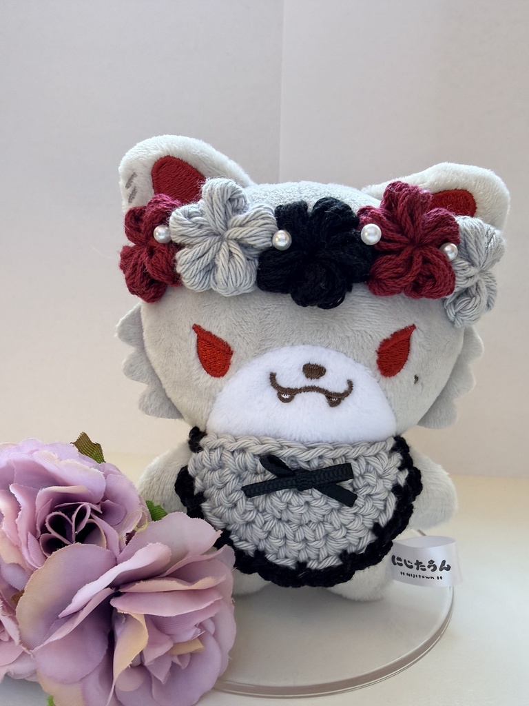 花冠とスタイのセット(Black×Red)