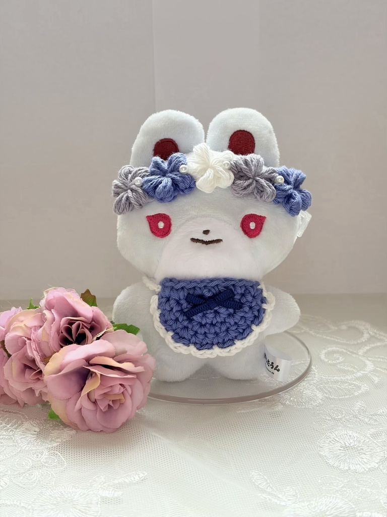 花冠とスタイのセット(ネイビー)