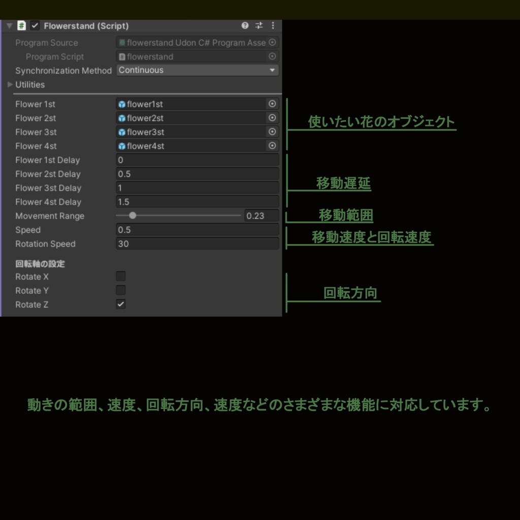 【Udonギミック】VRCフラワーシステム