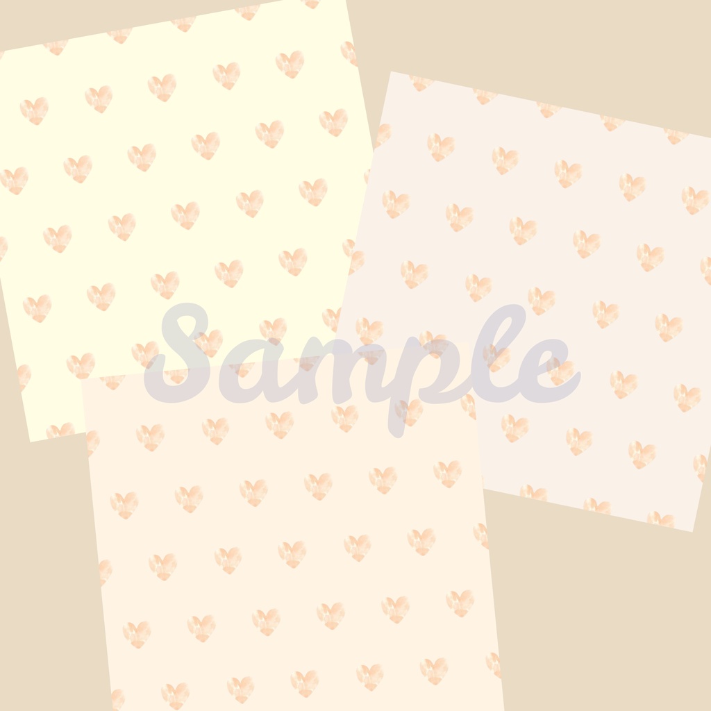 ハート柄 デジタルペーパー 12枚 バレンタイン