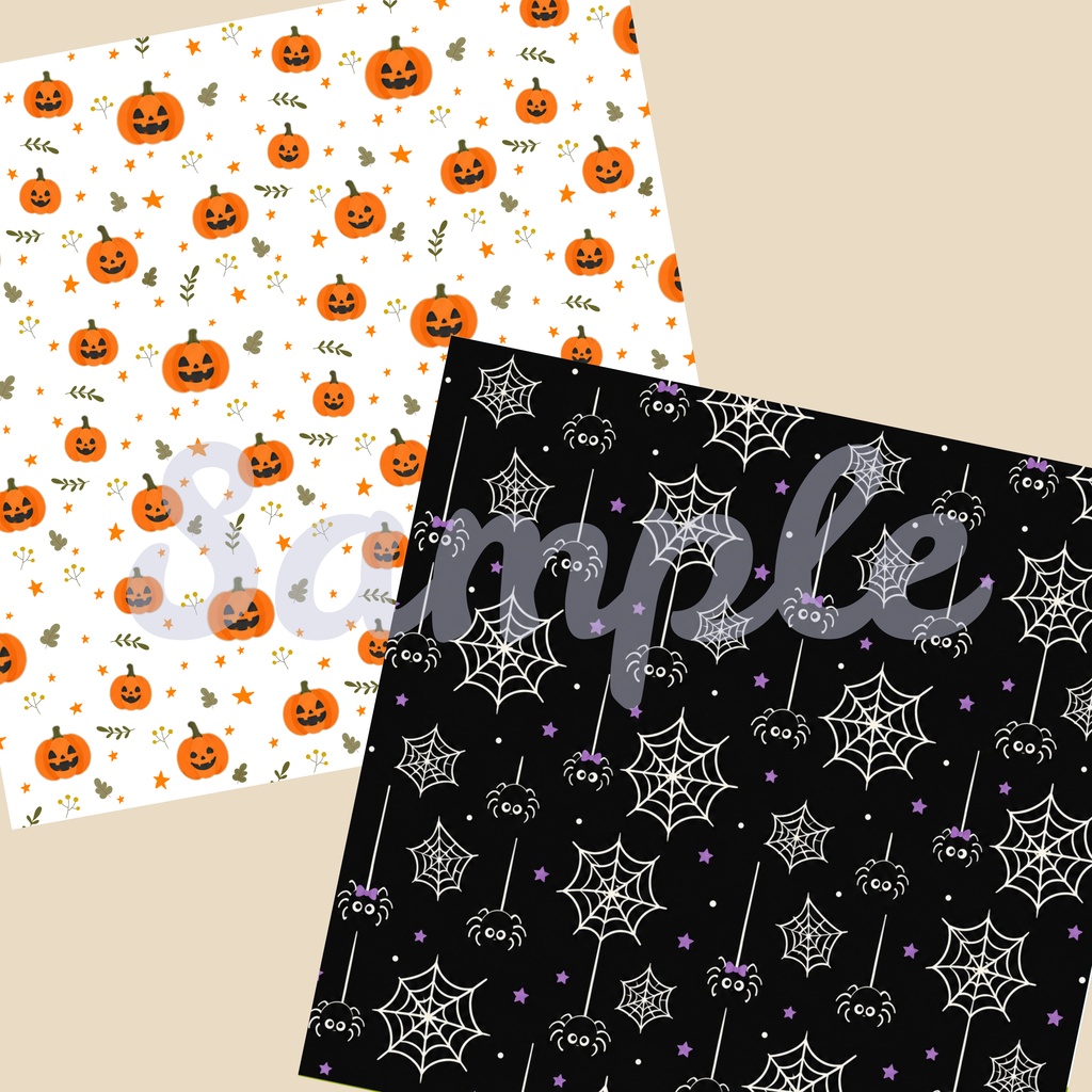 ハロウィン柄 デジタルペーパー 8枚 ハロウィーン Halloween シームレスパターン