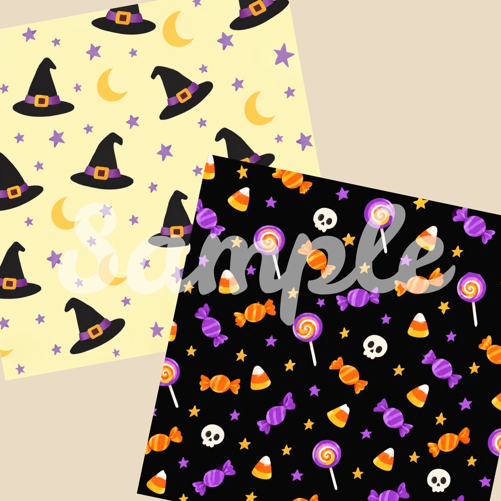 ハロウィン柄 デジタルペーパー 8枚 ハロウィーン Halloween シームレスパターン