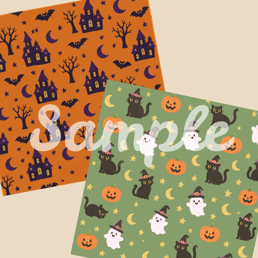 ハロウィン柄 デジタルペーパー 8枚 ハロウィーン Halloween シームレスパターン Ver.02