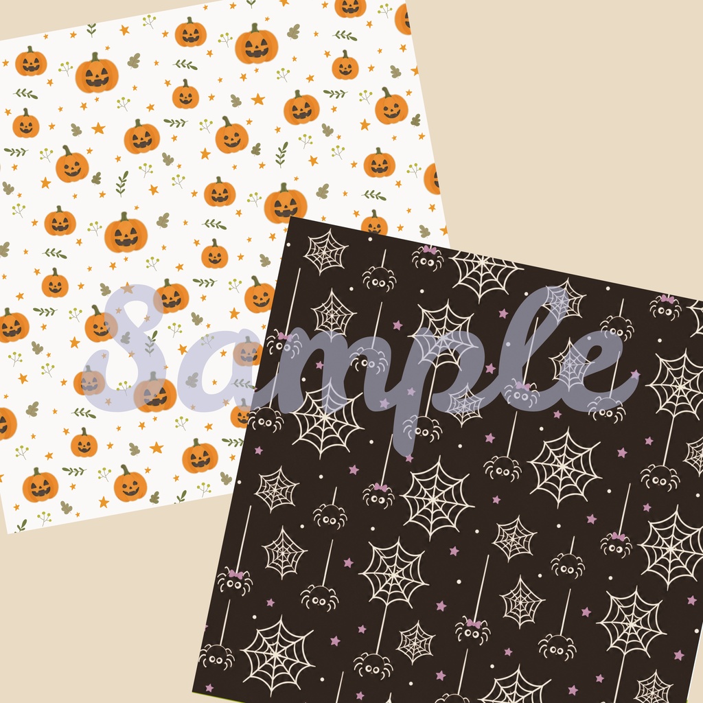 ハロウィン柄 デジタルペーパー 8枚 ハロウィーン Halloween シームレスパターン Ver.02