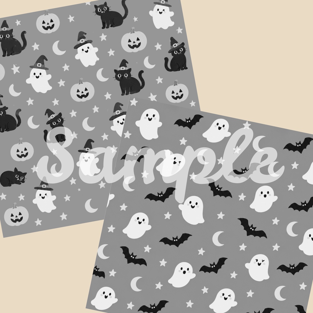 ハロウィン柄 デジタルペーパー 8枚 ハロウィーン Halloween シームレスパターン Ver.03