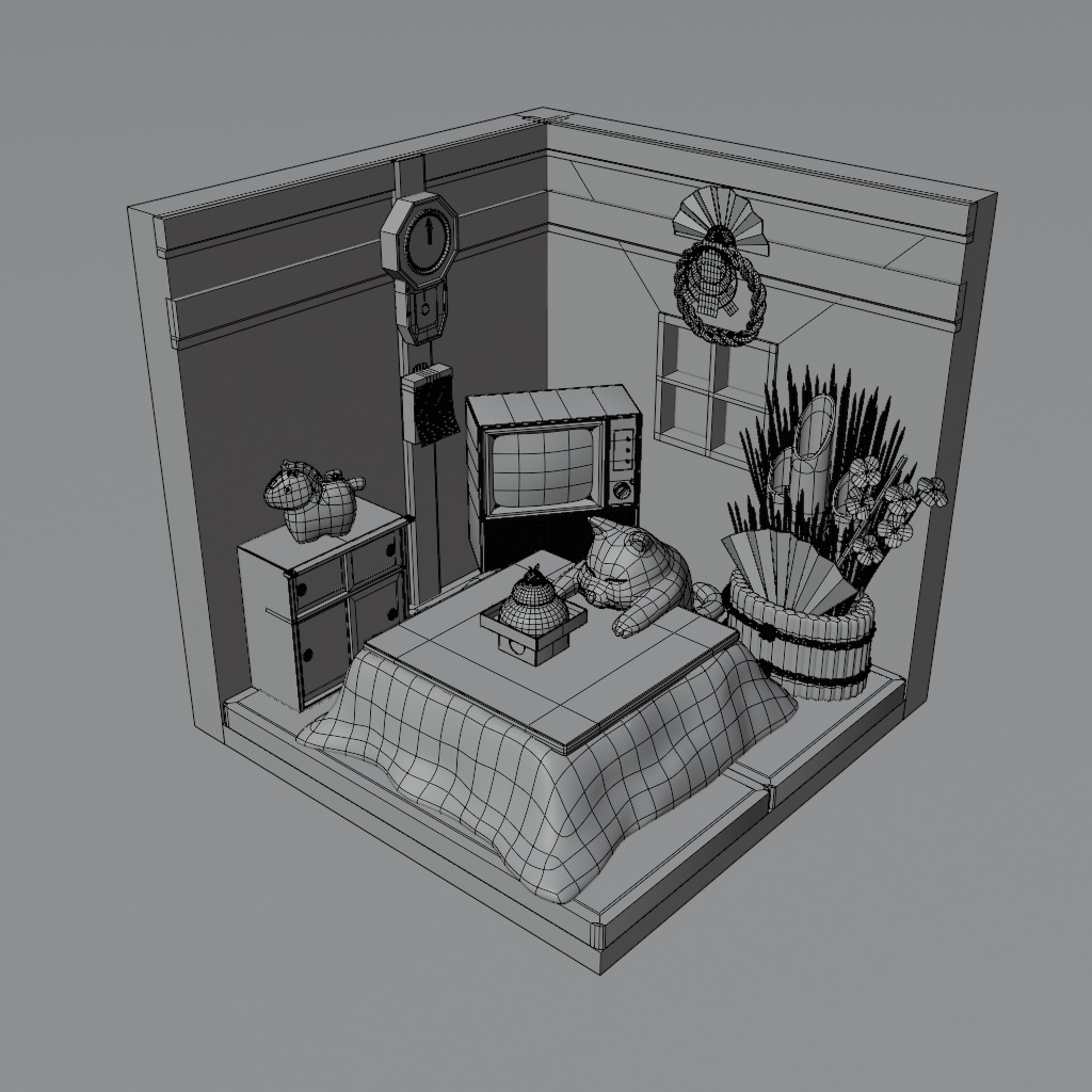 【Blender】【お正月シリーズ】Kawaii お正月セット【商用利用可能】