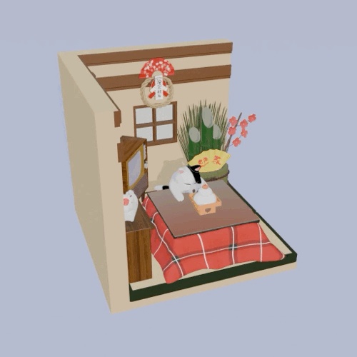 【Blender】【お正月シリーズ】Kawaii お正月セット【商用利用可能】