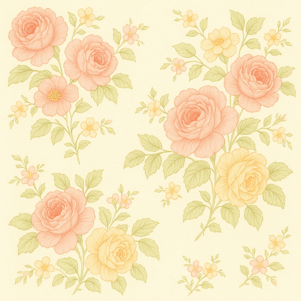 【商用利用可】アンティークローズ柄 デジタルペーパー 3種セット(大・中・小) 大人かわいい 花柄 紙もの / 布印刷 / ハンドメイド素材