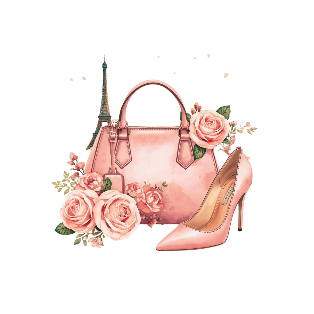 シームレス「パリと花束のロマンティック柄デジタルペーパー」「Romantic Paris Bouquet」 ロマンティック・パリ・ブーケ (大 / 中 / 小 /3サイズセット+パリ素材)