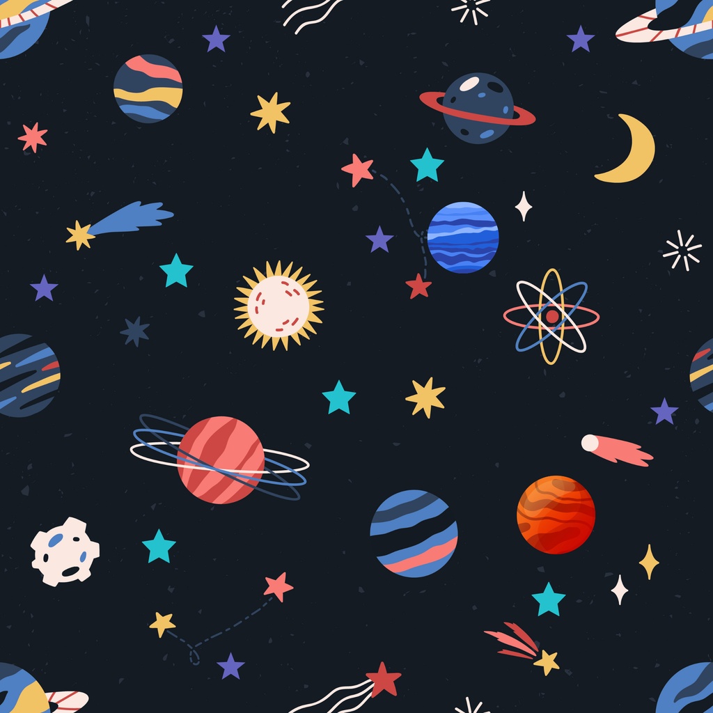 Cosmic Pop Universe｜カラフル宇宙柄デジタルペーパー　シームレス　　大/中/小　３点セット