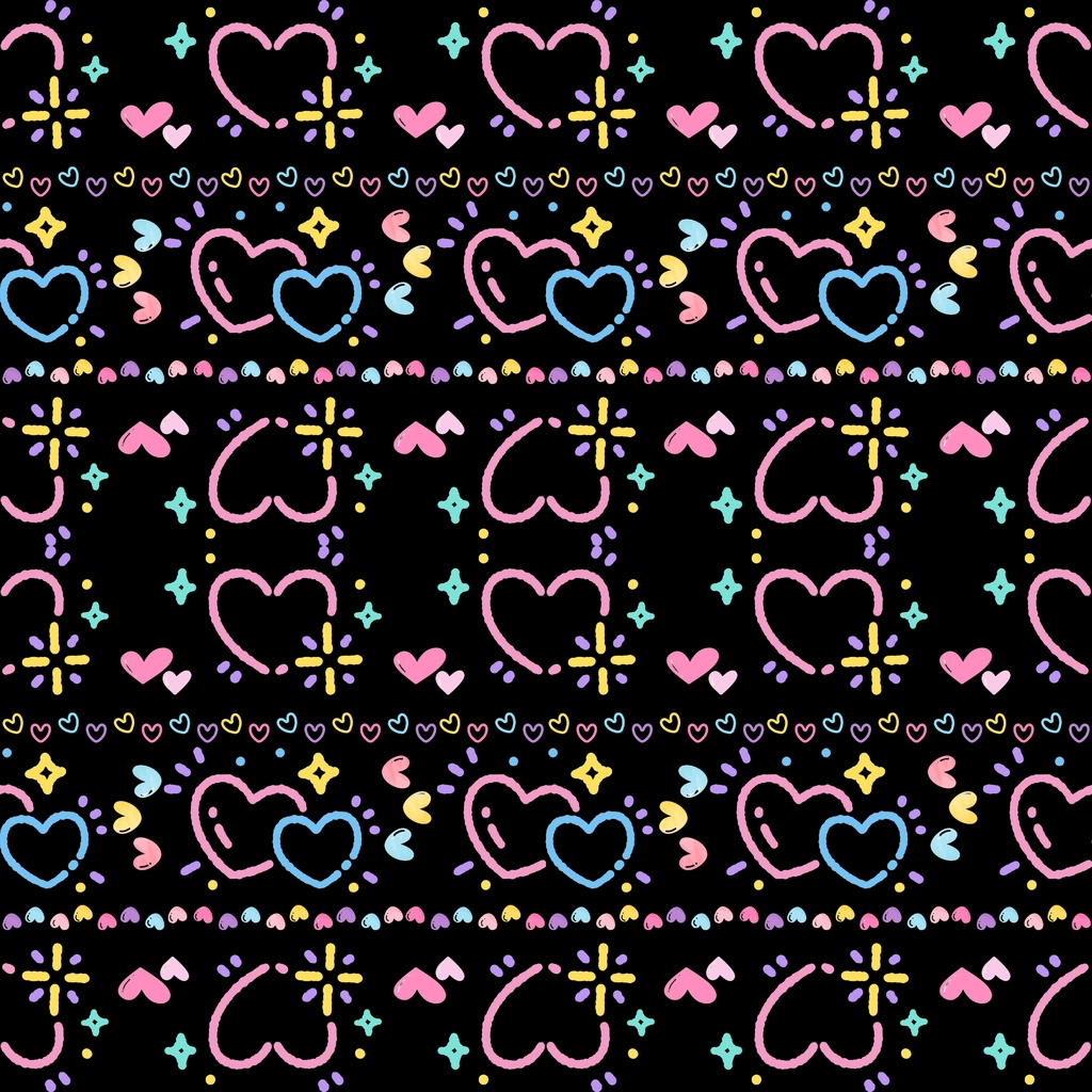 きらきらパステルハートのデジタルペーパー(黒背景 大/中/小)(白背景 大/中/小)計6セット