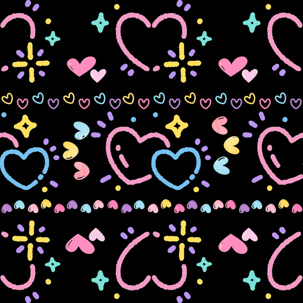 きらきらパステルハートのデジタルペーパー(黒背景 大/中/小)(白背景 大/中/小)計6セット