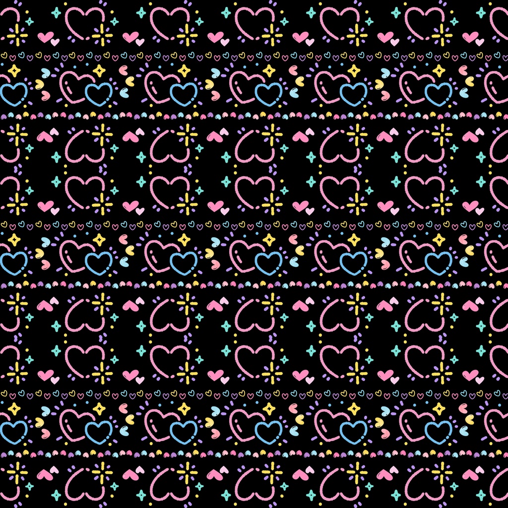 きらきらパステルハートのデジタルペーパー(黒背景 大/中/小)(白背景 大/中/小)計6セット