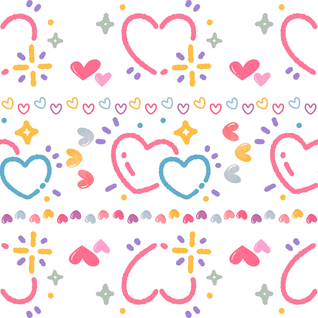 きらきらパステルハートのデジタルペーパー(黒背景 大/中/小)(白背景 大/中/小)計6セット