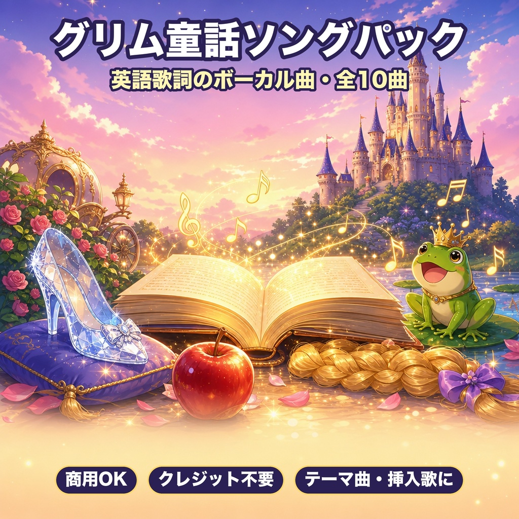 ゲーム・動画テーマ曲に|グリム童話ソングパック(英語歌詞・ボーカル入り10曲)