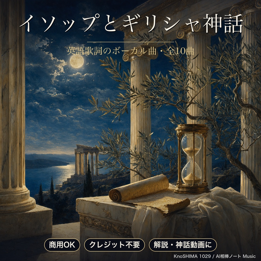 イソップとギリシャ神話ソングパック "Moonlit Temple"|解説動画・神話ゲームに|英語歌詞・ボーカル10曲|商用OK・クレジット不要|KnoSHIMA 1029