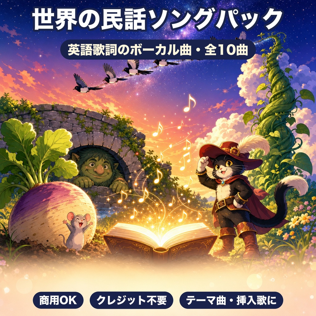 ゲーム・動画テーマ曲に|世界の民話ソングパック(英語歌詞・ボーカル入り10曲)