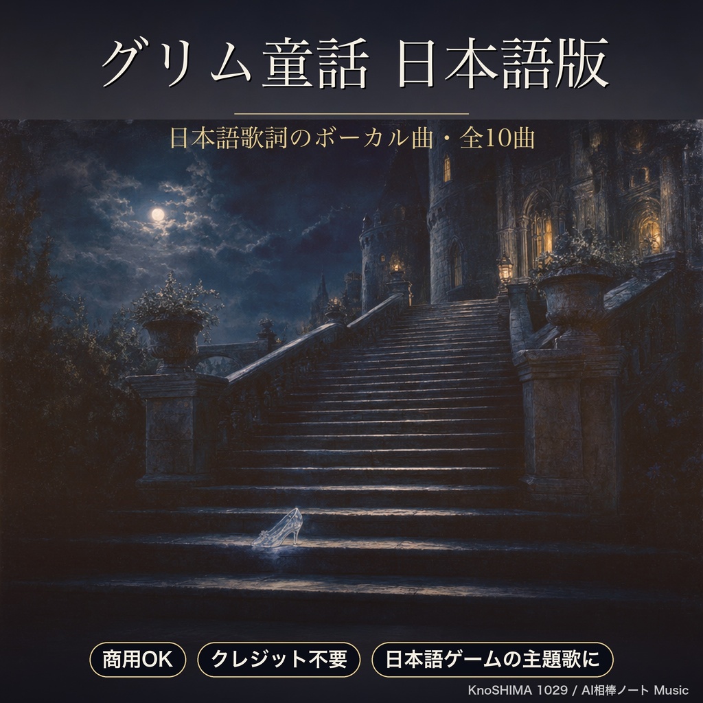 グリム童話ソングパック 日本語版 "真夜中の城"｜日本語ゲームの主題歌・朗読に｜日本語歌詞・ボーカル10曲｜商用OK・クレジット不要｜KnoSHIMA 1029