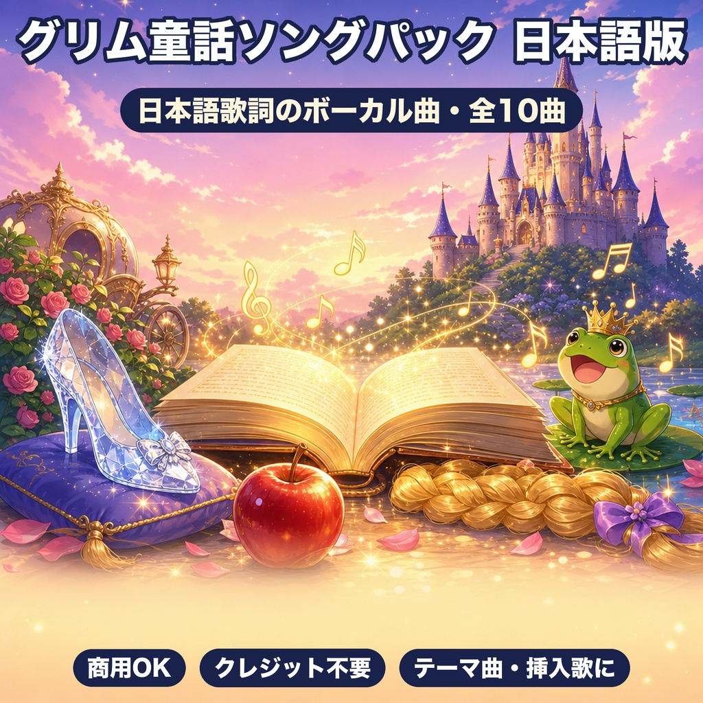 ゲーム・動画テーマ曲に|グリム童話ソングパック 日本語版(日本語歌詞・ボーカル入り10曲)