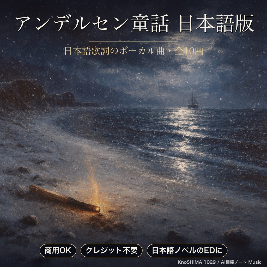 アンデルセン童話ソングパック 日本語版 "冬の海辺"｜日本語ノベルのED・別れの動画に｜日本語歌詞・ボーカル10曲｜商用OK・クレジット不要｜KnoSHIMA 1029