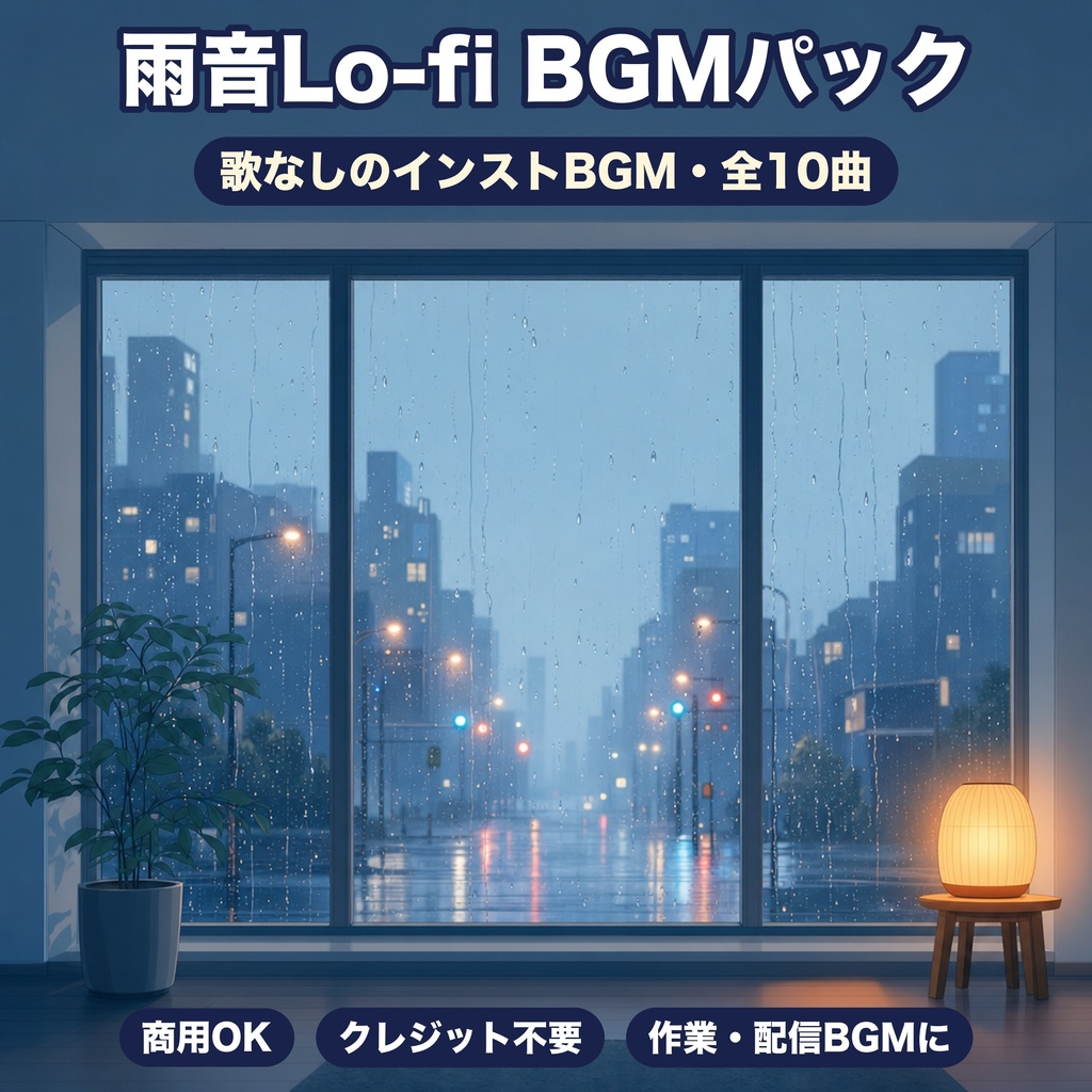 雨音Lo-fi BGM 10曲｜商用OK・クレジット不要｜作業/勉強/配信/雨の日｜KnoSHIMA 1029