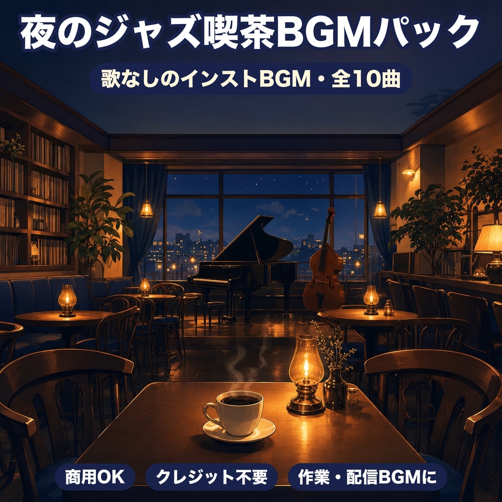 ジャズ喫茶BGM 10曲｜商用OK・クレジット不要｜夜の作業/読書/カフェ配信｜KnoSHIMA 1029
