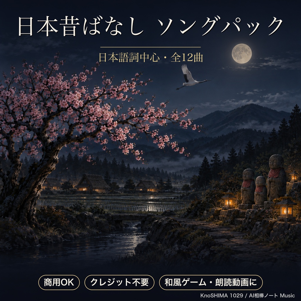 日本昔ばなしソングパック "Tales Untold"|和風ゲームOP・朗読動画に|日本語詞中心・ボーカル12曲|商用OK・クレジット不要|KnoSHIMA 1029