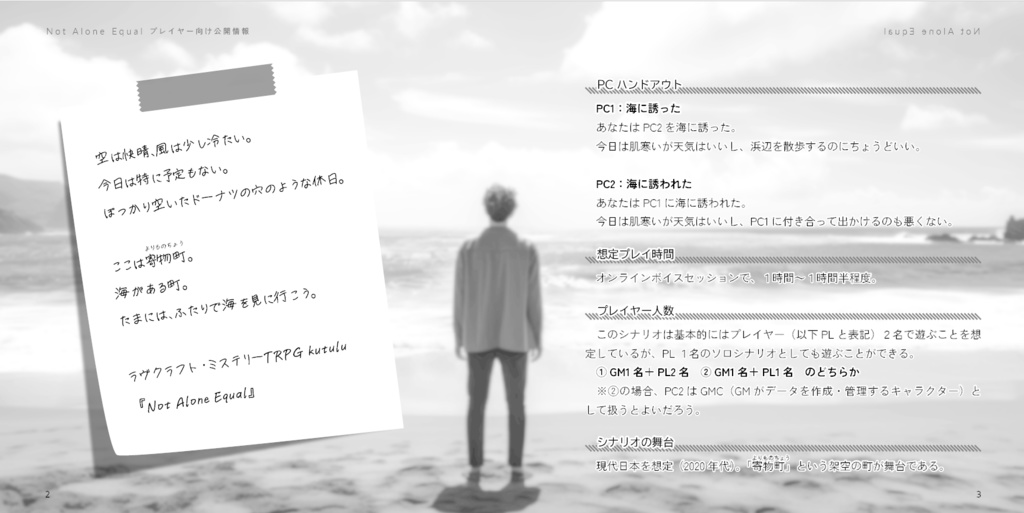 Kutulu1~2名用シナリオ『Not Alone Equal』