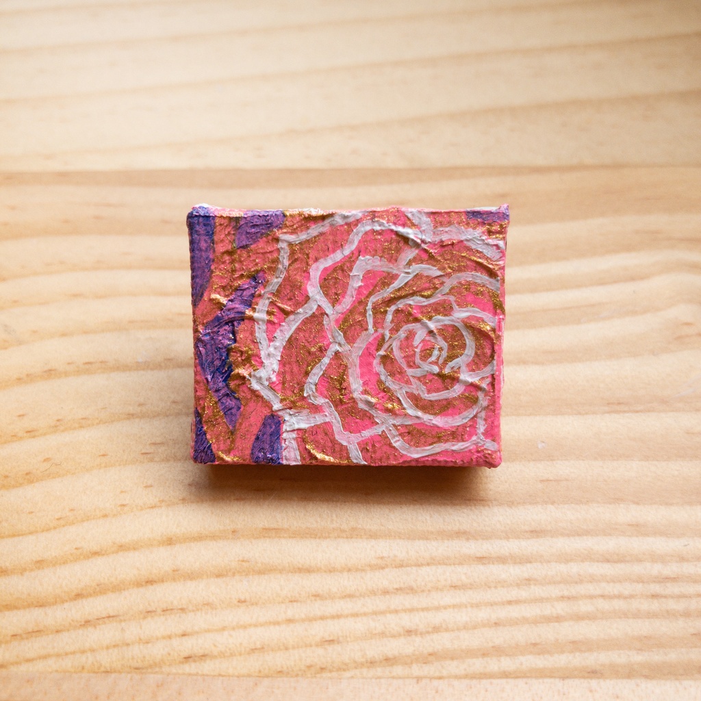 アートキャンバスピンバッジ「薔薇」