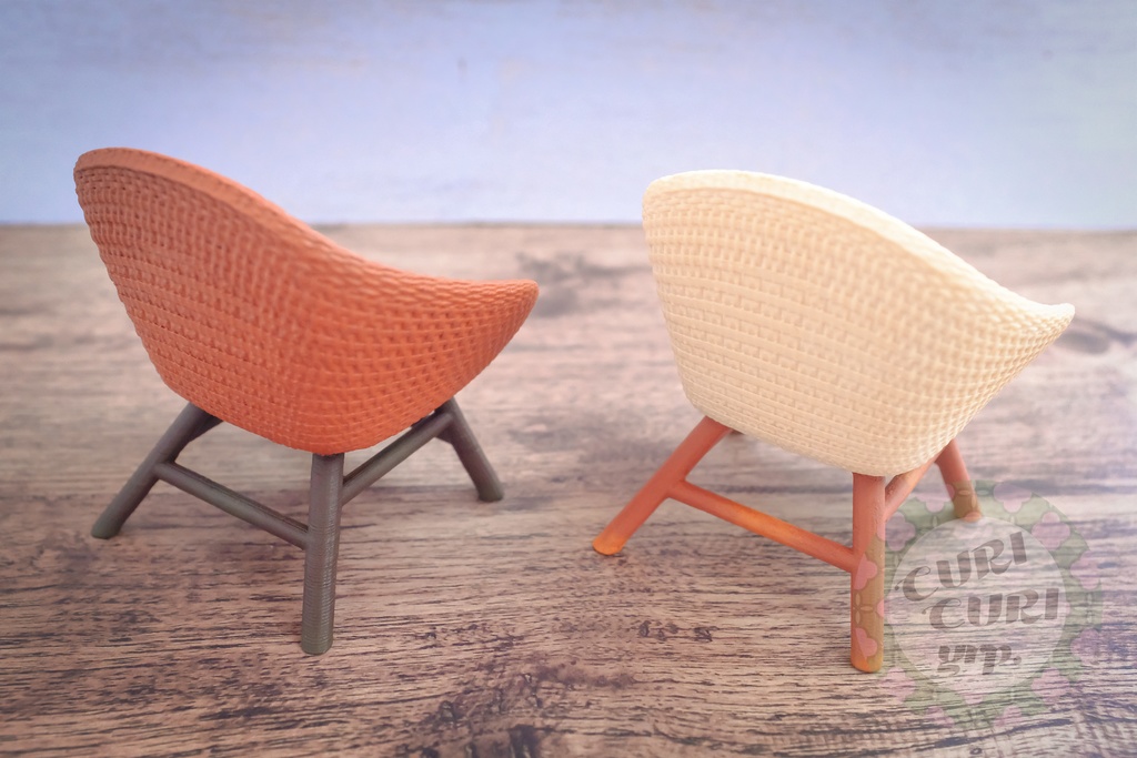 1/12ドール向け ラタン風ミニチュアチェア