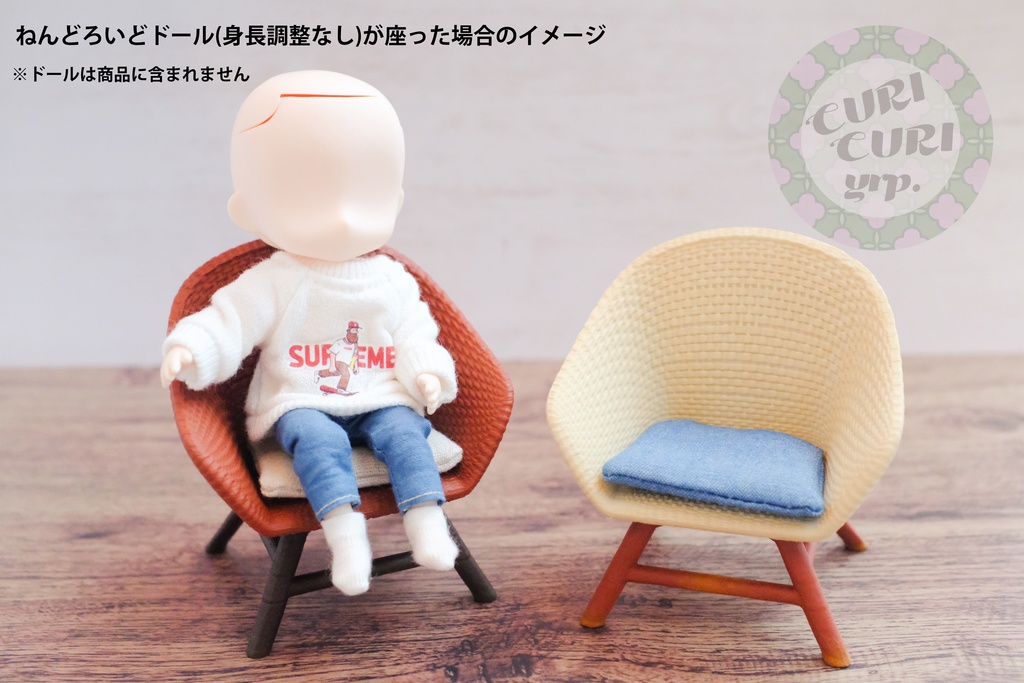 1/12ドール向け ラタン風ミニチュアチェア