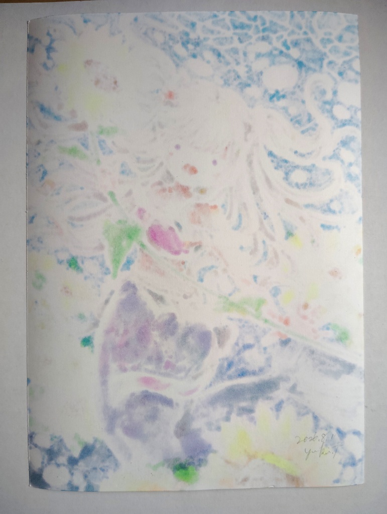 【ドローイング原画】人魚とひまわり1ハーフツイテ