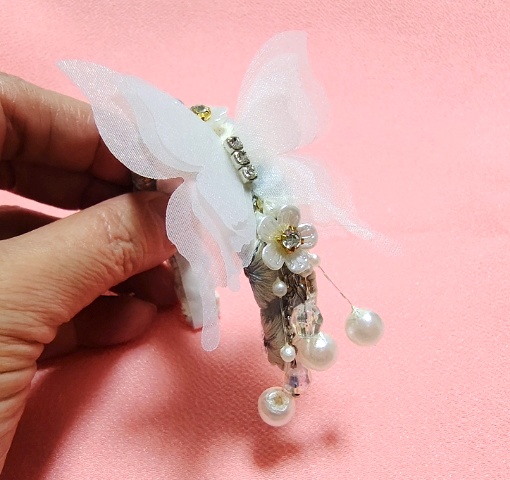 ドール用カチューシャ白い蝶々送料無料