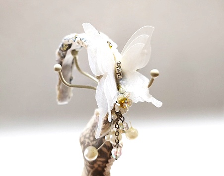 ドール用カチューシャ白い蝶々送料無料