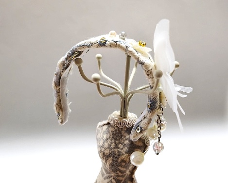 ドール用カチューシャ白い蝶々送料無料