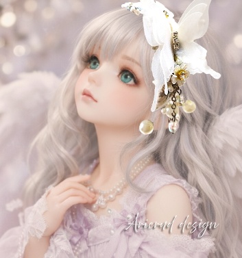 ドール用カチューシャ白い蝶々送料無料