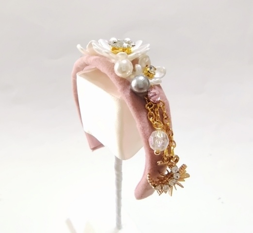 ドール用くすみピンクのカチューシャ送料無料