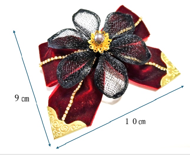 赤いベルベット調リボンの髪飾り 送料込み