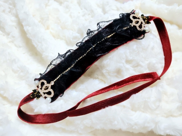 ドール用ヘッドドレス赤のベルベット送料込み