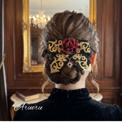 ハンドメイド 薔薇のブローチ|正絹・刺繍コード使用|ダークヴィクトリアンDark Victorian