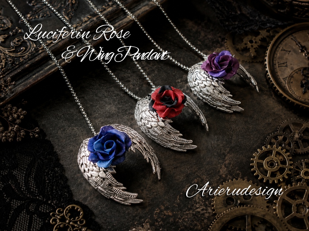 Luciferin Rose & Wing Pendant