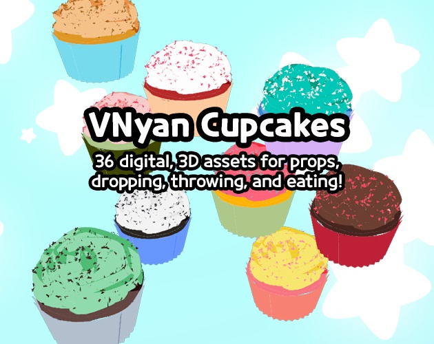 VNyan Cupcakes, drop, prop, throwable, edible | streamer, asset, vtuber