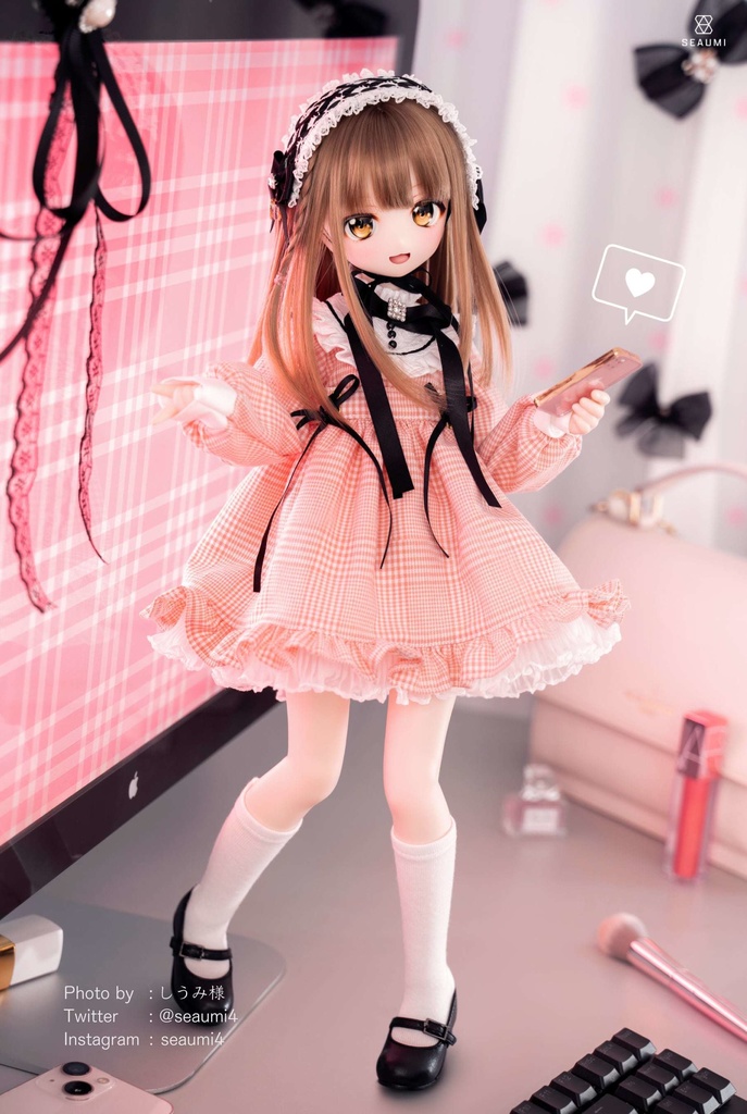 MDD / DDP / KUMAKO / SDM対応 OF 【地雷ちゃん(ぴんくのちぇっく)】MDD / DDP / KUMAKO /SDM Outfit 【Jirai-chan (Pink checkered)】