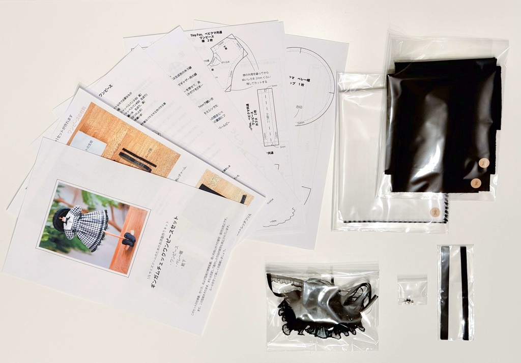 1/6サイズ TinyFox / BabyKUMAKO【ギンガムチェックワンピ(縫製キット)】【Gingham Check Dress(Sewing Kit)】