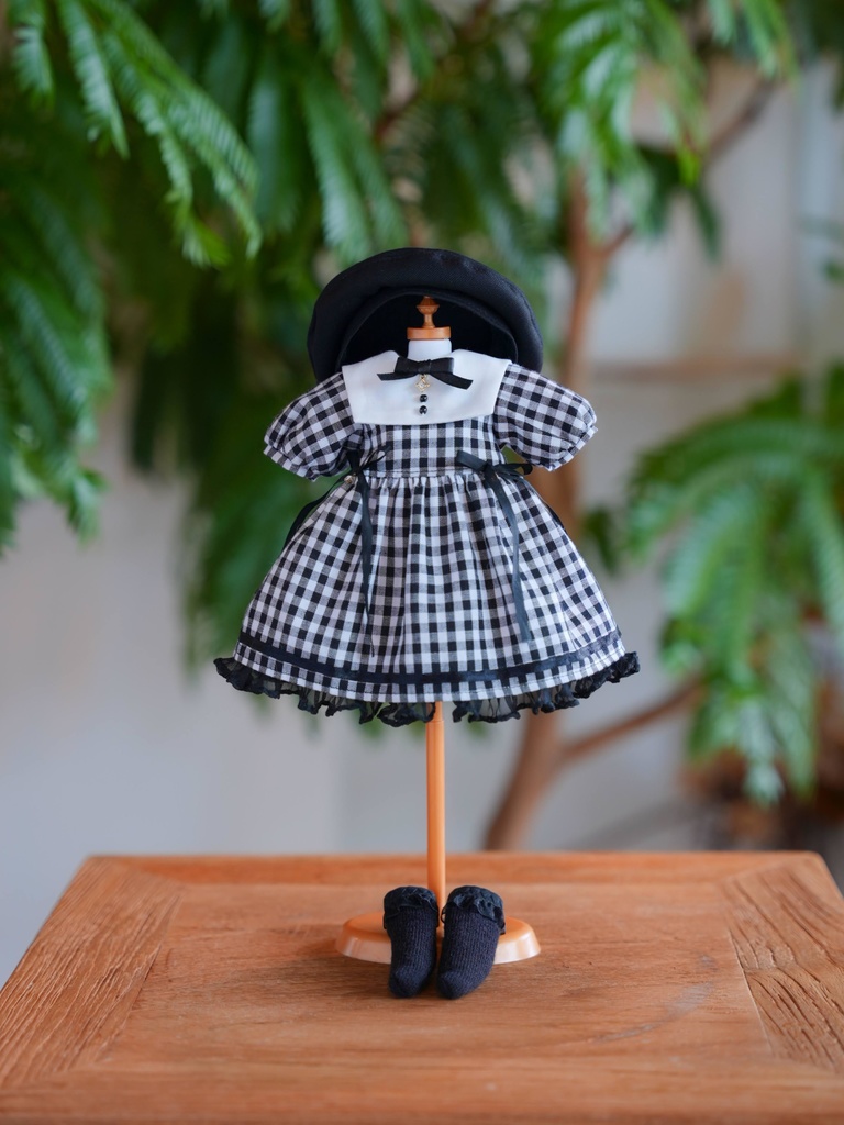 1/6サイズ TinyFox / BabyKUMAKO【ギンガムチェックワンピ(縫製キット)】【Gingham Check Dress(Sewing Kit)】