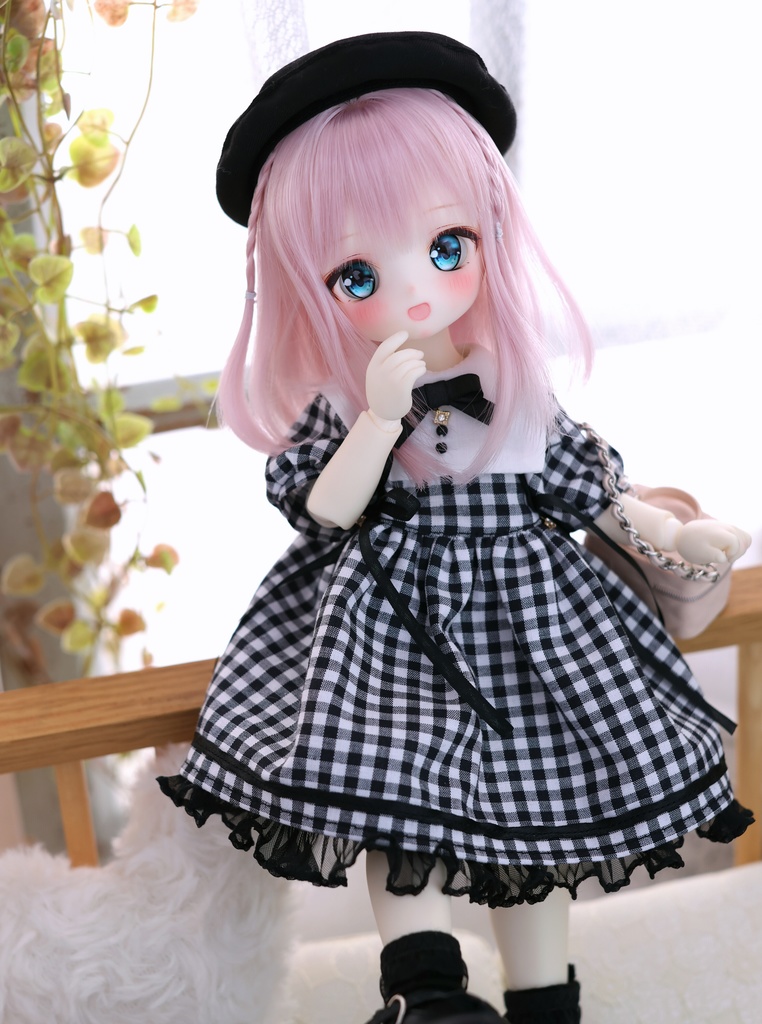 型紙 1/6サイズ TinyFox / BabyKUMAKO【ギンガムチェックワンピセット 型紙(デジタルVer)】【Gingham Check Dress Set Digital Pattern】