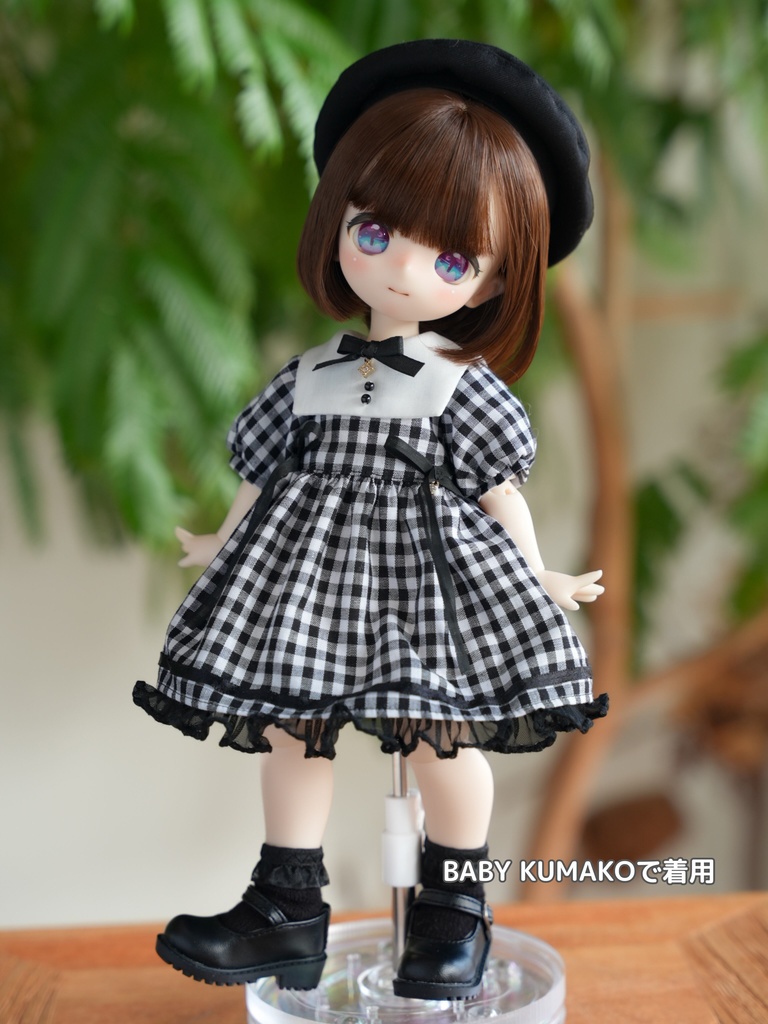 型紙 1/6サイズ TinyFox / BabyKUMAKO【ギンガムチェックワンピセット 型紙(デジタルVer)】【Gingham Check Dress Set Digital Pattern】