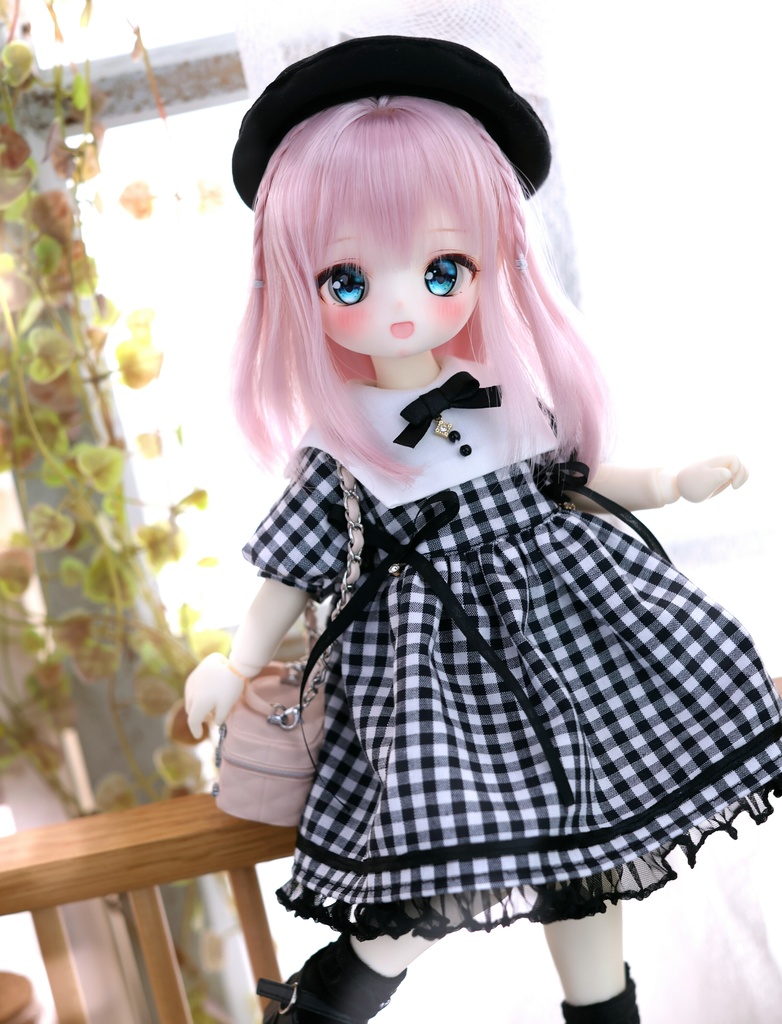 型紙 1/6サイズ TinyFox / BabyKUMAKO【ギンガムチェックワンピセット 型紙(紙出力Ver)】【Gingham Check Dress Set Pattern (Printed Paper Version)】