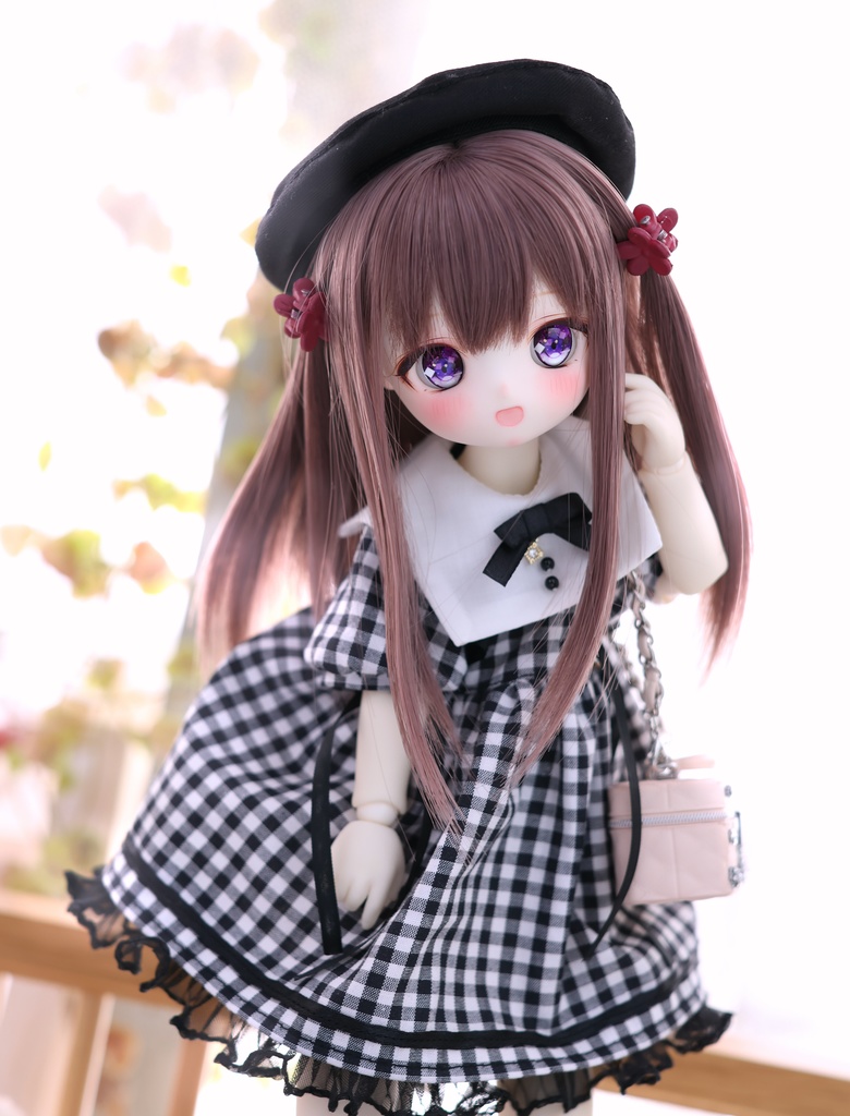 型紙 1/6サイズ TinyFox / BabyKUMAKO【ギンガムチェックワンピセット 型紙(紙出力Ver)】【Gingham Check Dress Set Pattern (Printed Paper Version)】